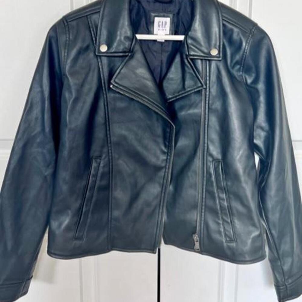 Gap Girls Faux Leather Jacket, Size XXL, Black